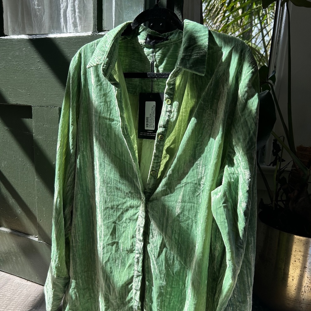 Pretty little thing, green velvet shirt/dress